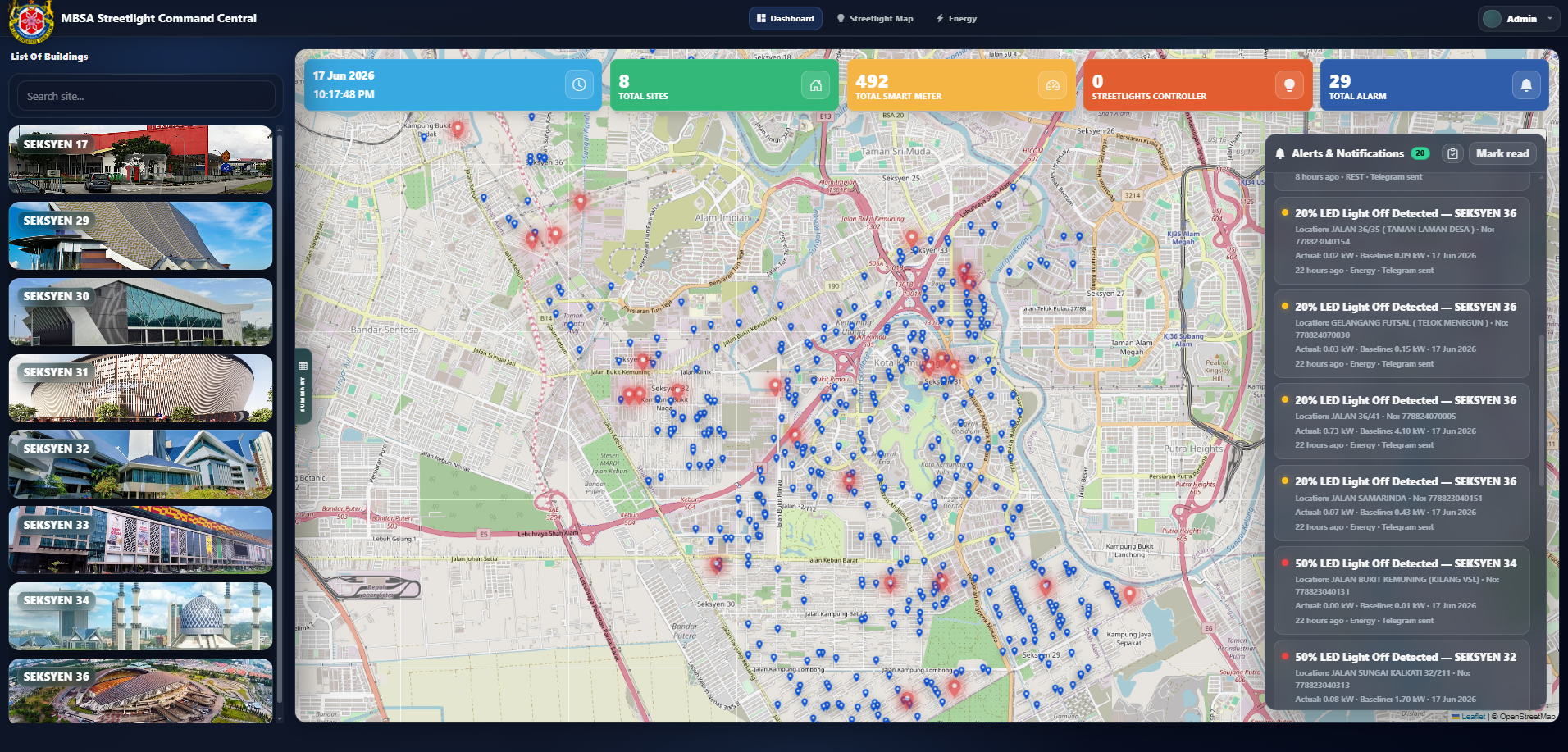 MBSA Streetlight Command Central Dashboard